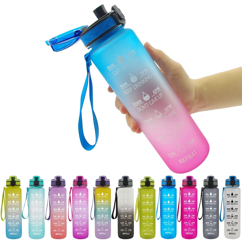 Sports plastic water bottle with pop-up lid